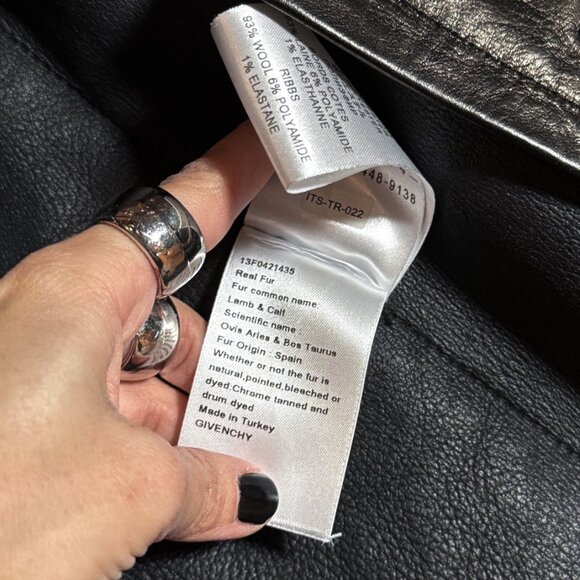 Givenchy Brown Lambskin Black Shearling Leather Jacket - Picture 9 of 10